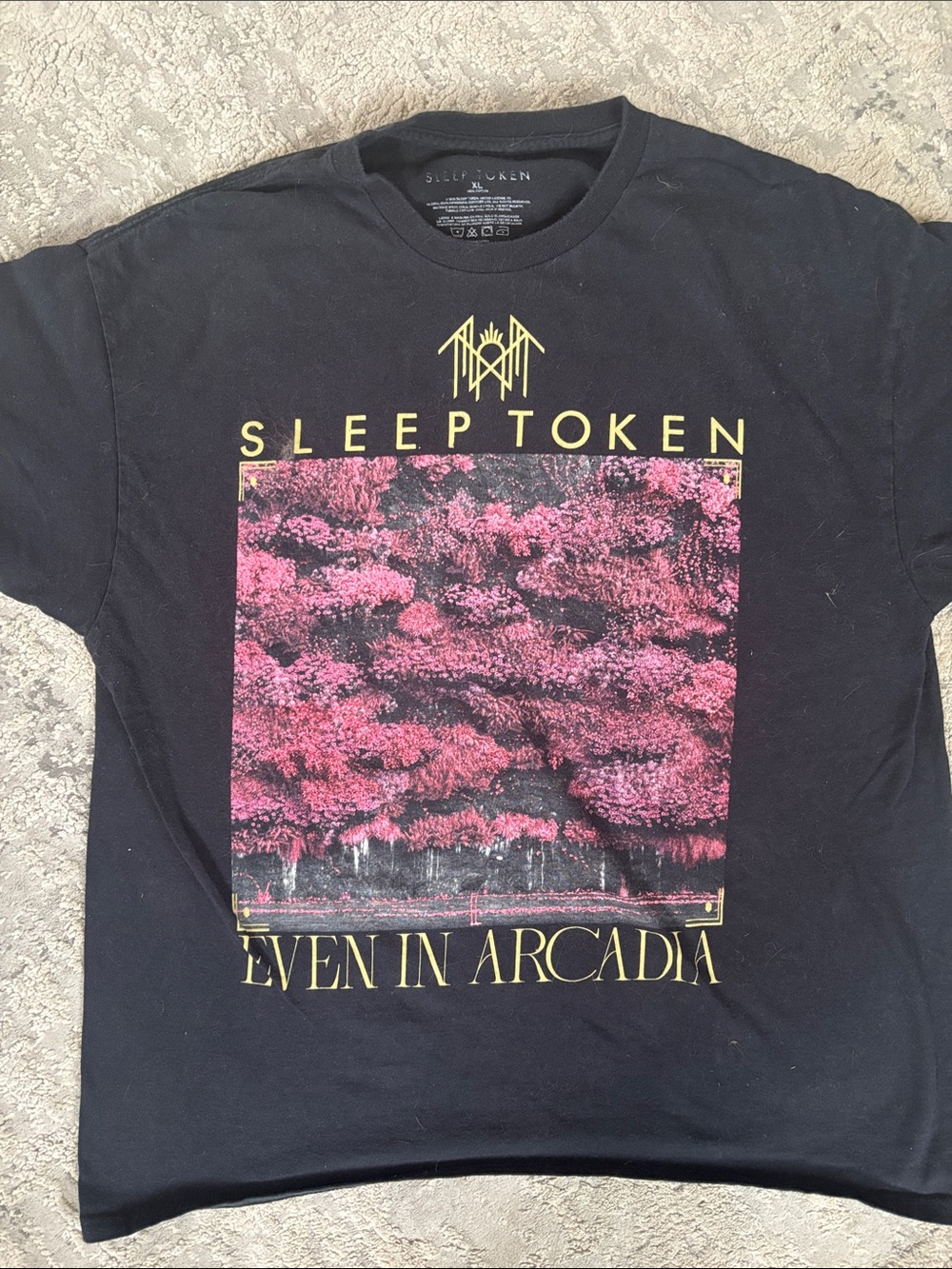 Sleep Token Men’s Black Graphic Tee with Pink Tree Print